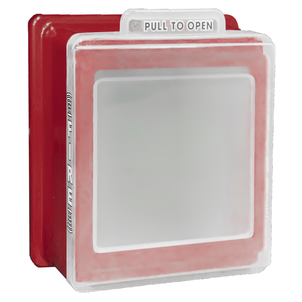 Cato 220 series pull to open fire alarm pull station cover, red, closed