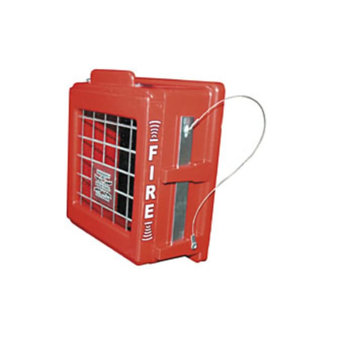 Cato 220-SBX fire alarm pull station cover, red, three-quarter view with breaker bar
