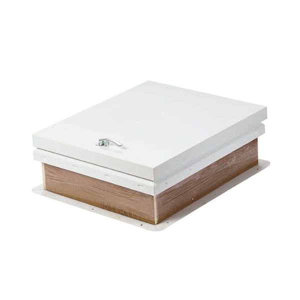 JL Industries RHDG Galvanized Steel Diamond Series Galvanneal Roof Hatch Series with White Textured Powder Coat Paint Finish - Ladder Access