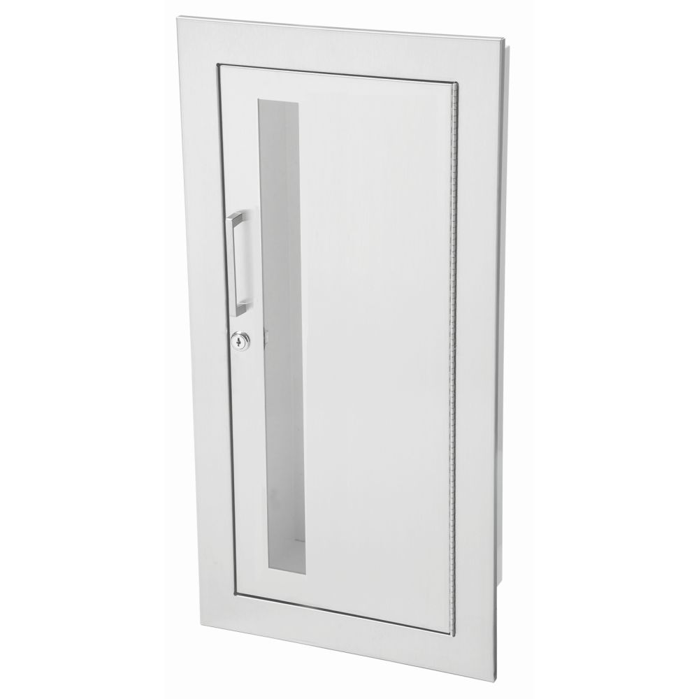JL Industries 1025W10 Academy aluminum cabinet, vertical duo door with Saf-T-Lok, flat trim (photo shows model 1025W10)