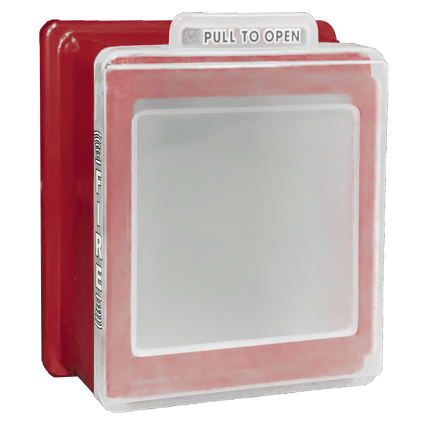 Cato 220 series pull to open fire alarm pull station cover, red, closed