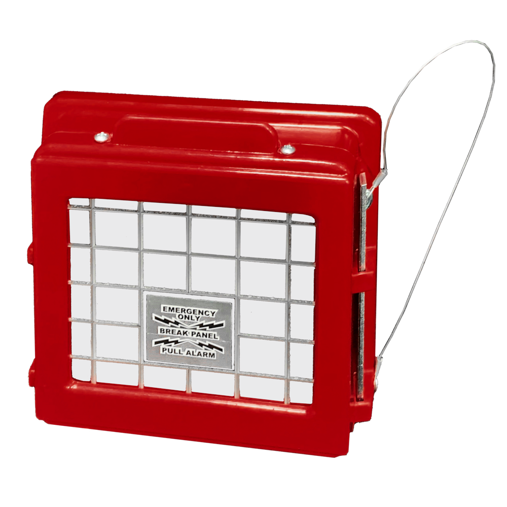 Cato 220 series secured fire alarm pull station cover, red, with break bar