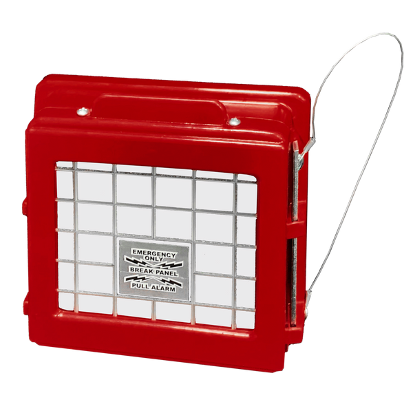 Cato 220 series secured fire alarm pull station cover, red, with break bar