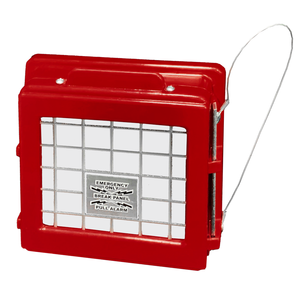 Cato 220 series secured fire alarm pull station cover, red, with break bar