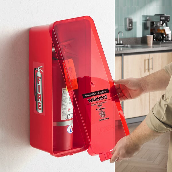 Cato 95152 Warrior 10 lb red cabinet with the red cover lifted off