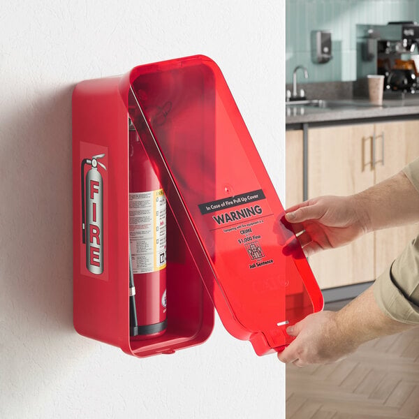 Cato 95552 Warrior 5 lb red cabinet with the red cover lifted off