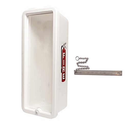 Cato 10501-B Chief 5 lb white plastic fire extinguisher cabinet with stainless steel break bar