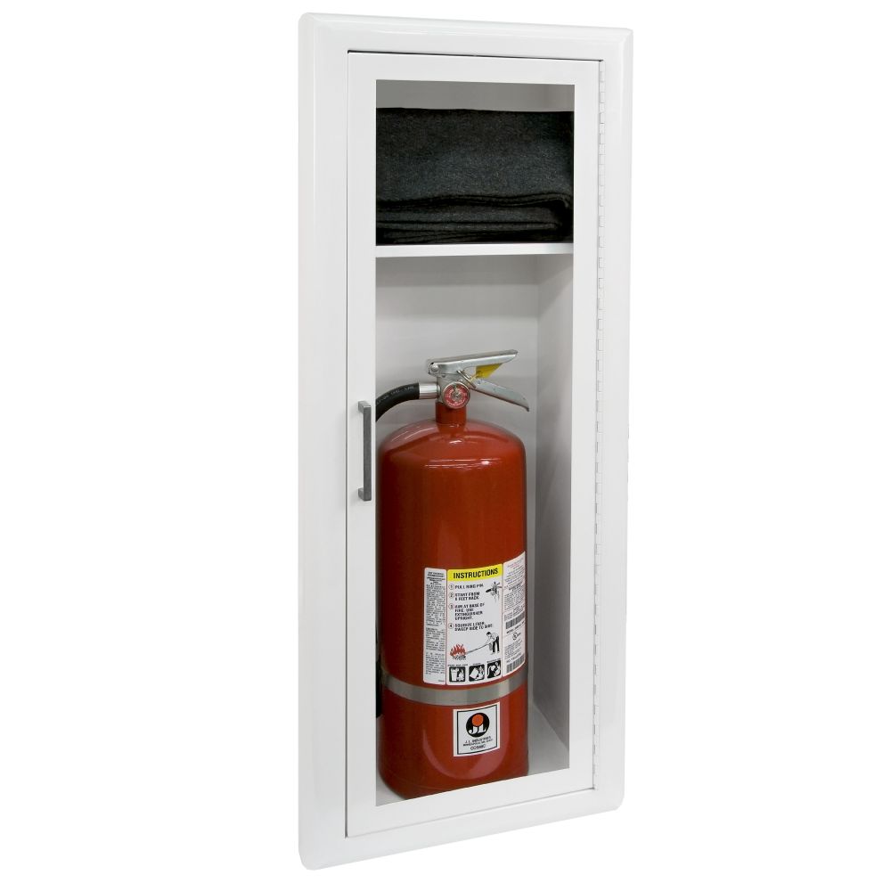 JL Industries 3617F10 Royal 3600 fire blanket and extinguisher cabinet with shelf (photo shows model 3617F10)