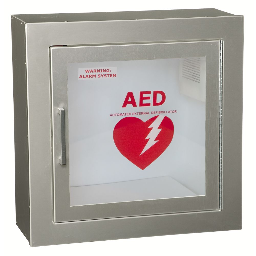 JL Industries 1423F12 Lifestart AED cabinet, aluminum, surface mount (photo shows model 1423F12)