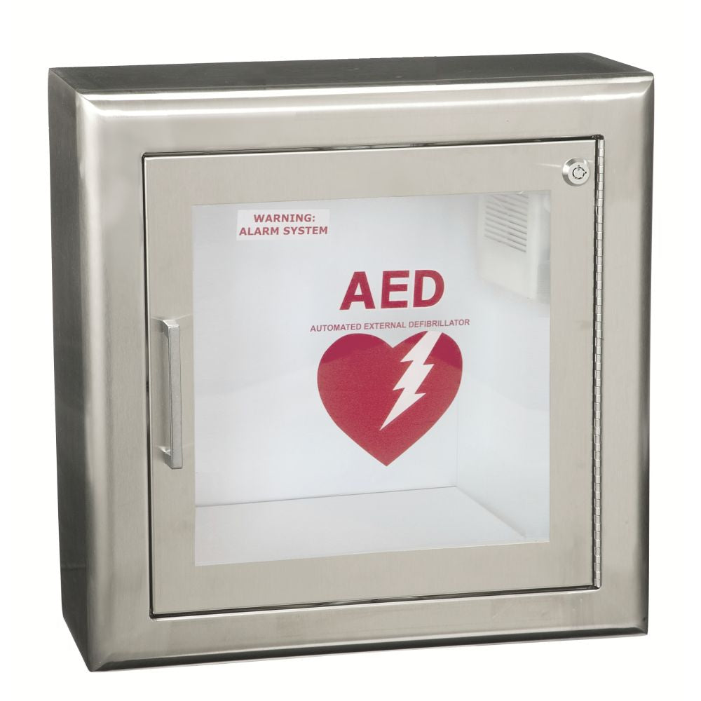 JL Industries 1439F12 Lifestart AED cabinet, stainless steel, surface mount (photo shows model 1439F12)