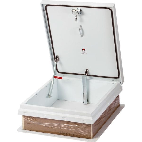 JL Industries RHDG Galvanized Steel DiamondTM Series Galvanneal Roof Hatch Series with White Textured Powder Coat Paint Finish - Ladder Access